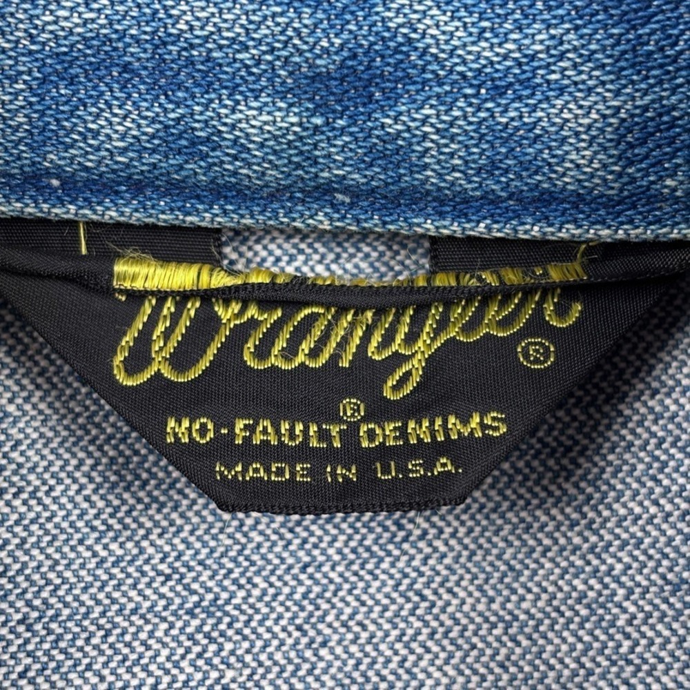 Wrangler Trucker Jacket 126MJ Mens 42 M-L Blue No-Fault Denim USA 70s Sanforset - Picture 2 of 12